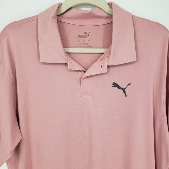 Puma All In Golf Polo Shirt L Mens Short Sleeve Moisture Wicking Pink NEW - Picture 5 of 10